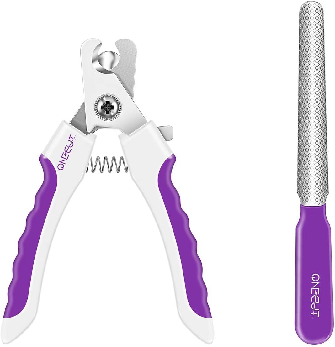 4.7" Stainless Steel Nail Clipper for Small Pets - Professional and Home Use Trimmers for Dogs, Cats, Rabbits, Guinea Pigs, Birds, and More (Purple)