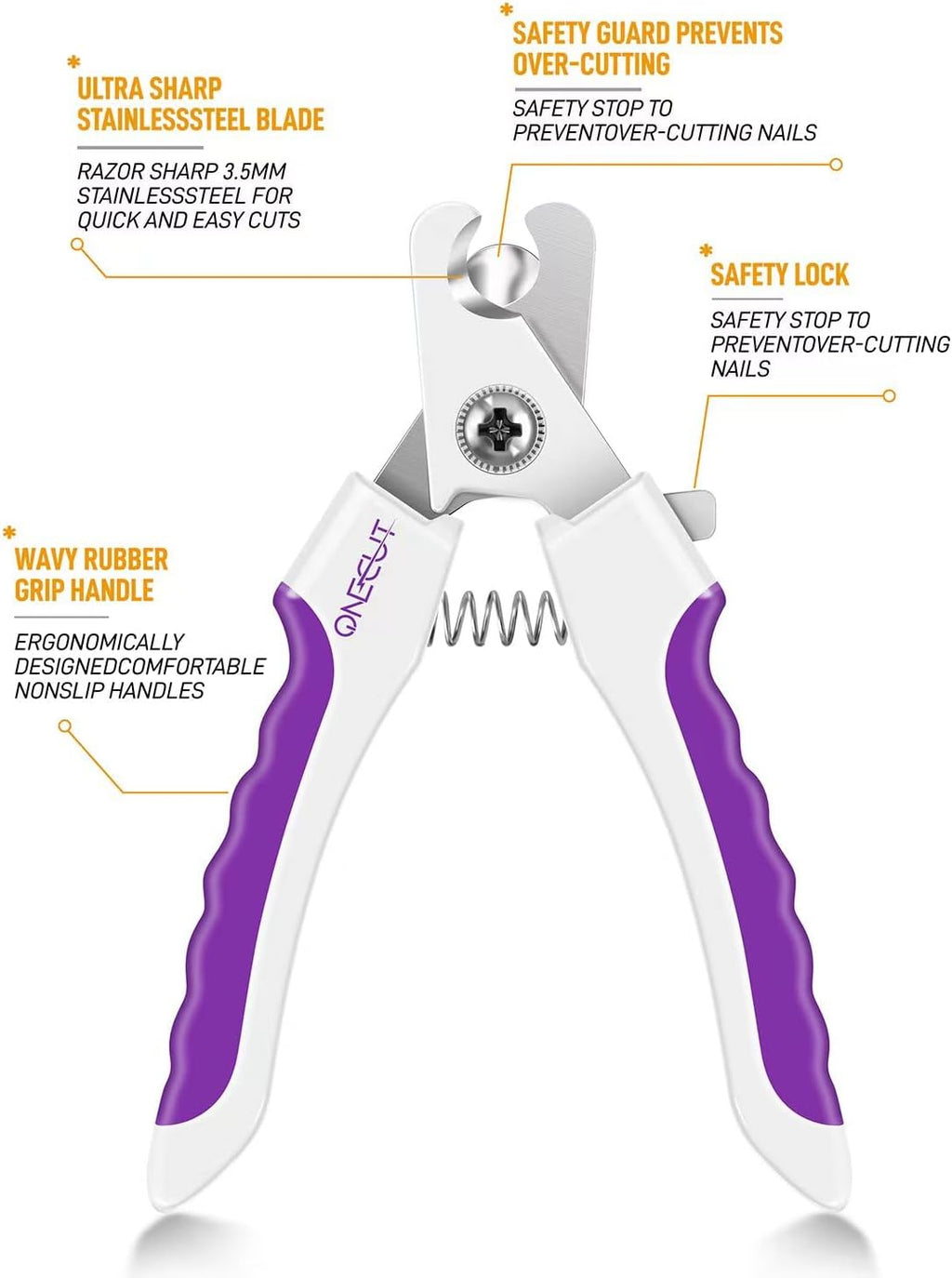 4.7" Stainless Steel Nail Clipper for Small Pets - Professional and Home Use Trimmers for Dogs, Cats, Rabbits, Guinea Pigs, Birds, and More (Purple)