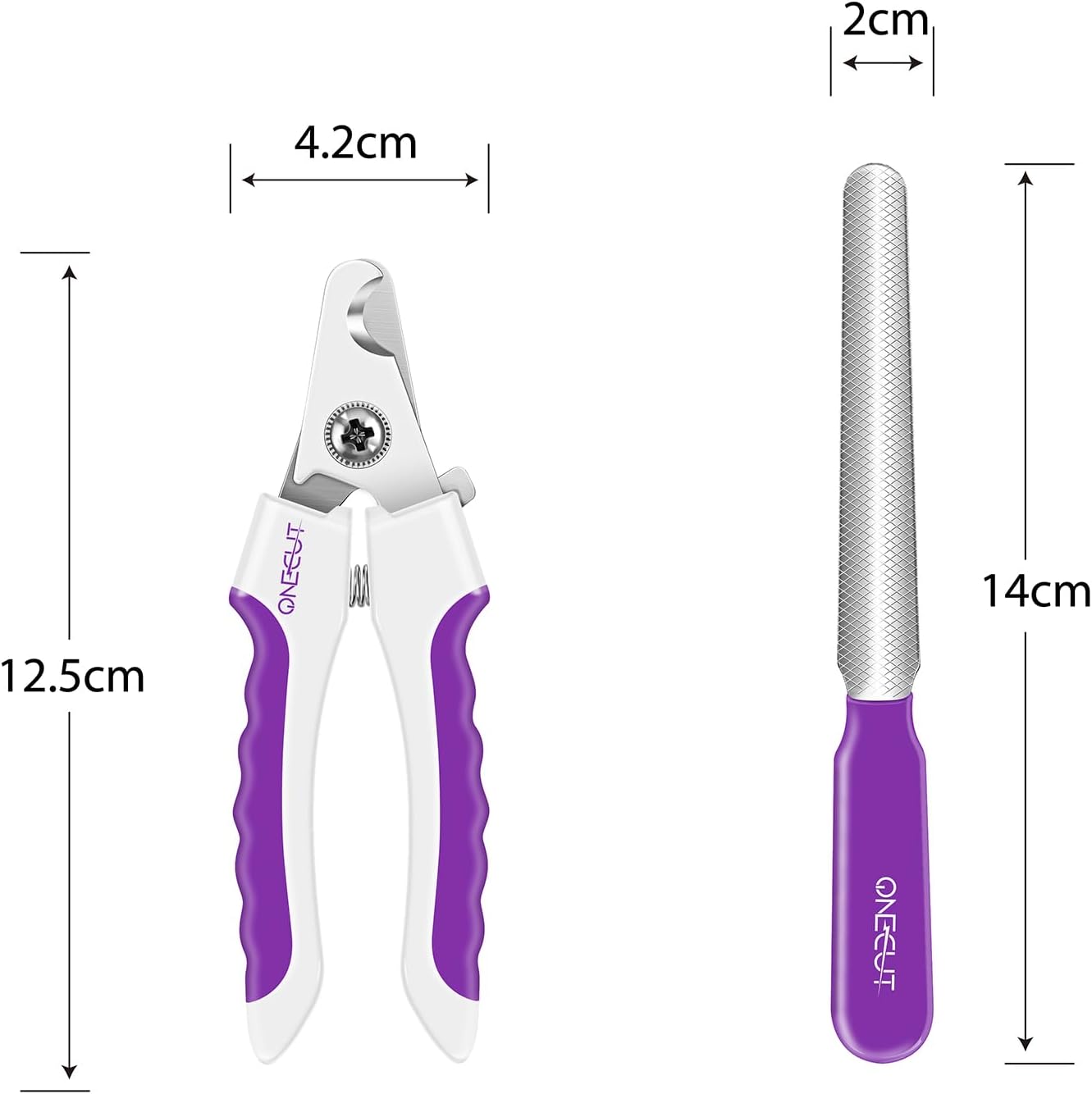 4.7" Stainless Steel Nail Clipper for Small Pets - Professional and Home Use Trimmers for Dogs, Cats, Rabbits, Guinea Pigs, Birds, and More (Purple)
