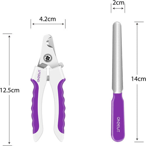 4.7" Stainless Steel Nail Clipper for Small Pets - Professional and Home Use Trimmers for Dogs, Cats, Rabbits, Guinea Pigs, Birds, and More (Purple)